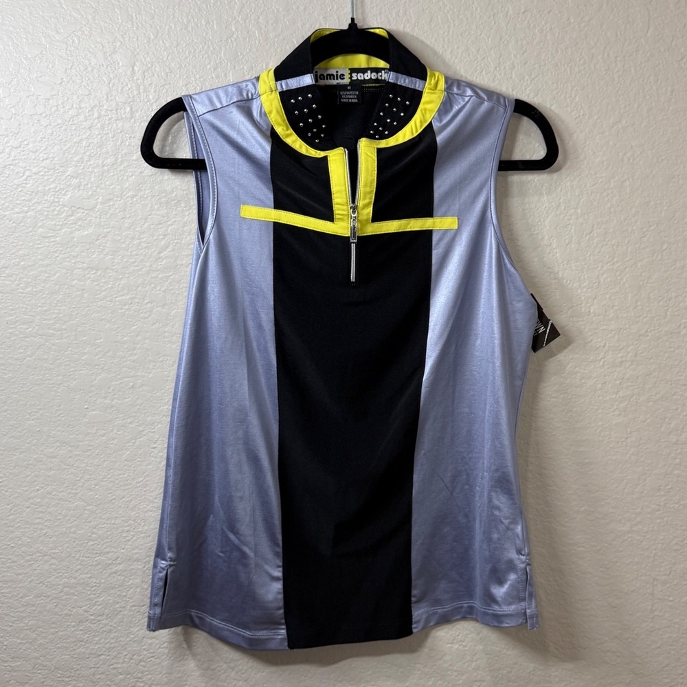 Jamie Sadock Womens M 1/4 Zip Sleeveless Top Golf Pickleball Tennis Core Studded